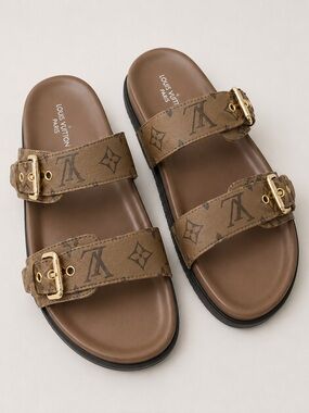 Brown LV  double strap sandals